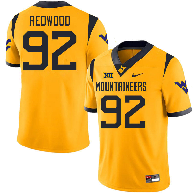 #92 Asani Redwood West Virginia Mountaineers College 2024 New Uniforms Football Jerseys Stitched Sale-Gold